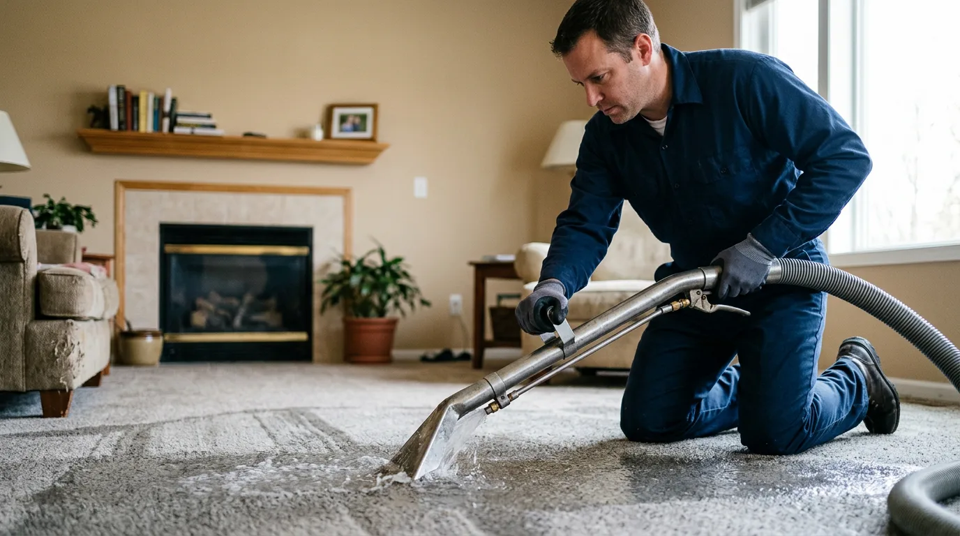 Water damage restoration technician working near Fruitland, IA